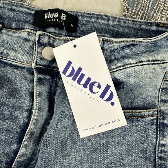 Blue B Collection Womens Size M Light Blue Denim Jeans With Rhinestone Fringe - Picture 5 of 7